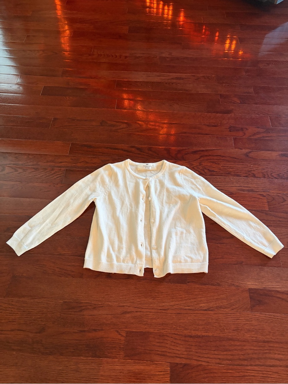 Girls H & M Light Cream color Button front Cardigan Sweater